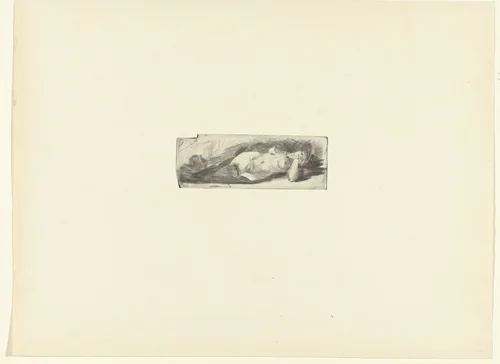 Liggend naakt by Félicien Rops, print, 1893-1895