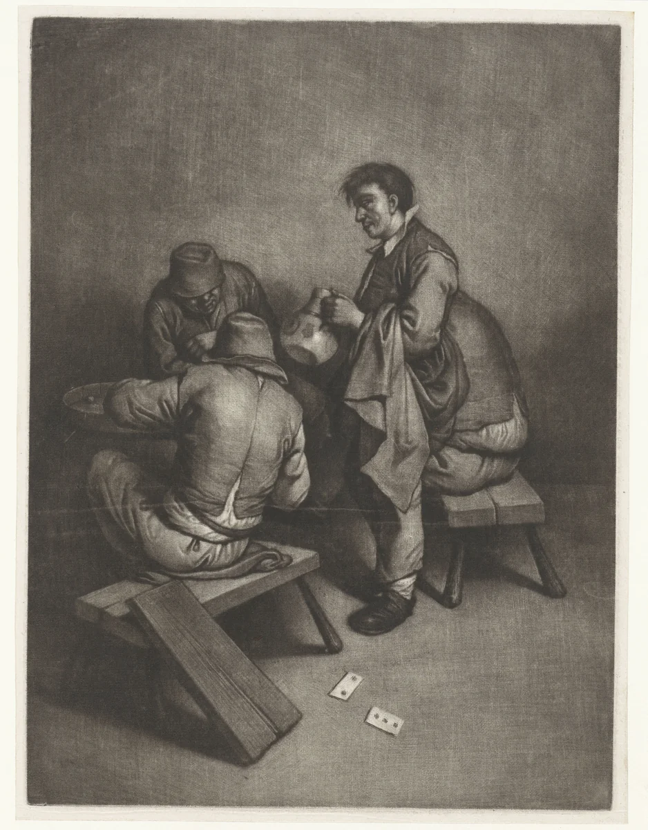 Herbergier bedient zijn klanten by Wallerant Vaillant, print, 1658-1677