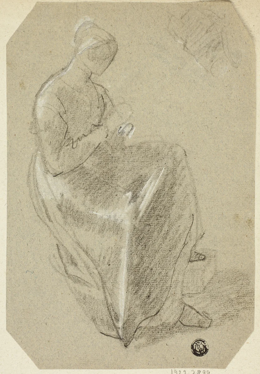 Seated Woman by Unknown Artist, drawing, 1800-1899