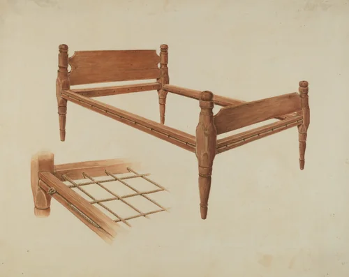 Wooden Bed by Al Curry, index of american design, 1937