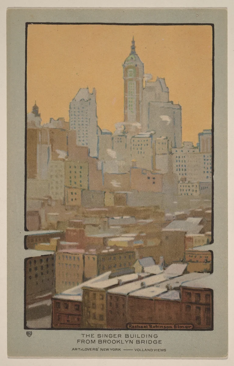 The Singer Building from Brooklyn Bridge by Rachael Robinson Elmer, print, 1914