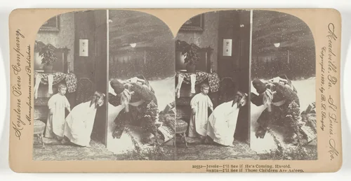 Jessie - I'll See if He's Coming, Harold. Santa - I'll See if Those Children Are Asleep by Keystone View Company, photograph, 1899