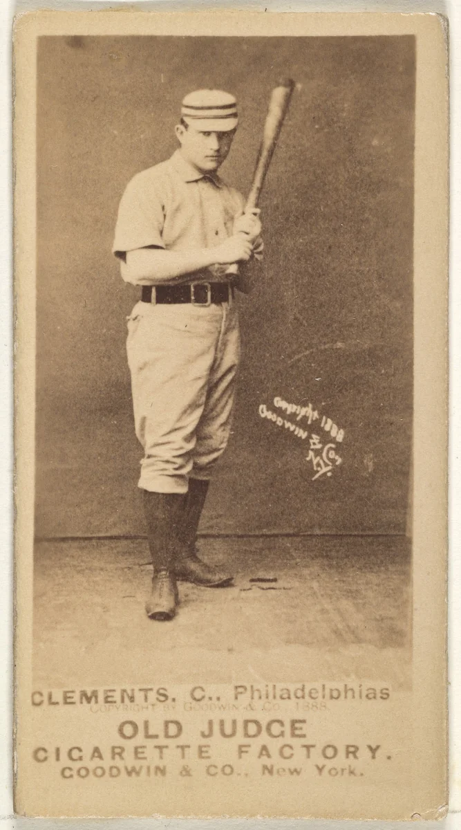 John J. "Jack" Clements, Catcher, Philadelphia, from the Old Judge series (N172) for Old Judge Cigarettes by Goodwin & Company, photograph, 1888