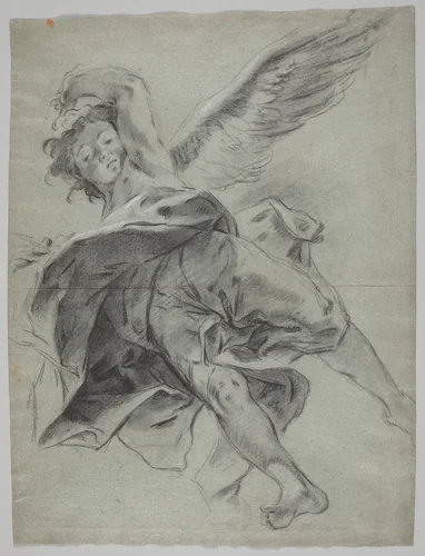 A Flying Angel (recto) by Giovanni Battista Piazzetta, drawing, 1723-1727