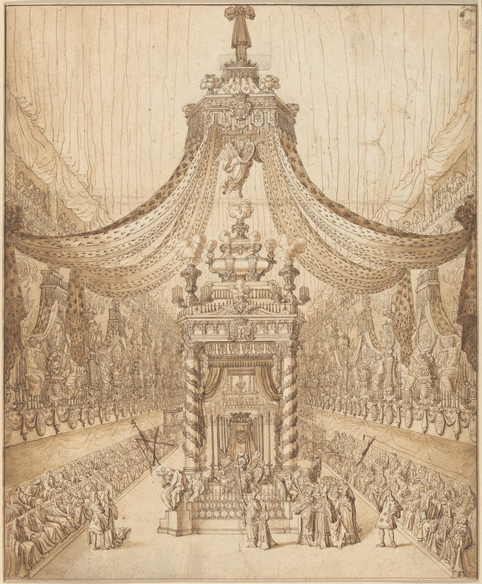 Funeral of the Grand Condé by Jean Berain, drawing, 1682-1692