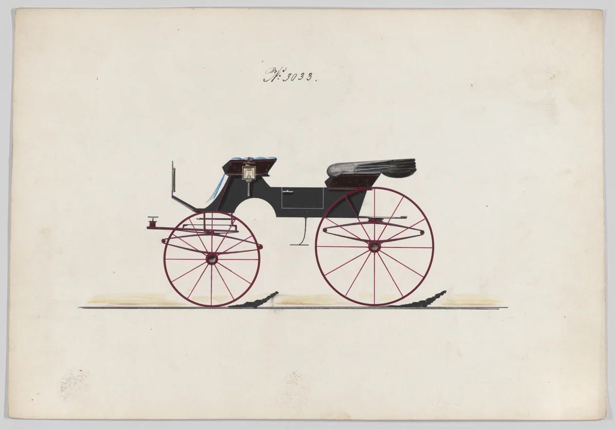 Design for 2 seat Phaeton, no. 3033 by Brewster & Co., drawing, 1874