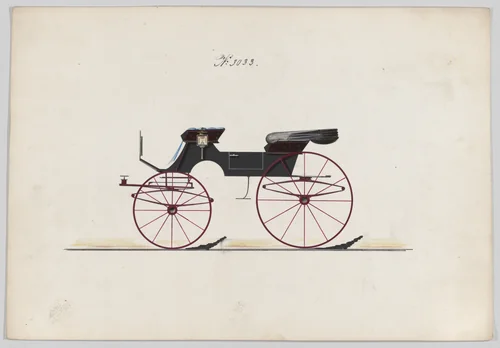 Design for 2 seat Phaeton, no. 3033 by Brewster & Co., drawing, 1874