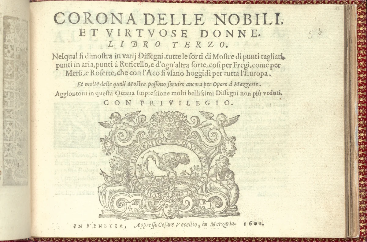 Corona delle Nobili et Virtuose Donne: Libro I-IV, page 57 (recto) by Cesare Vecellio, book, 1601