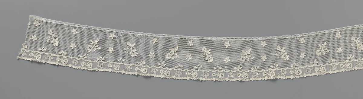 Strook naaldkant met bloemtakken en stervormige bloemen by anonymous, other, 1775-1799