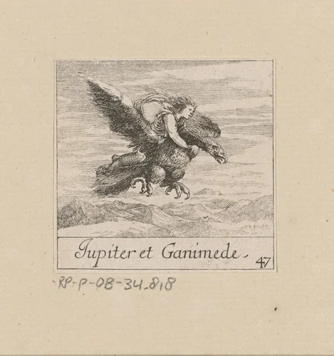 Jupiter en Ganymedes by anonymous, print, 1620-1664