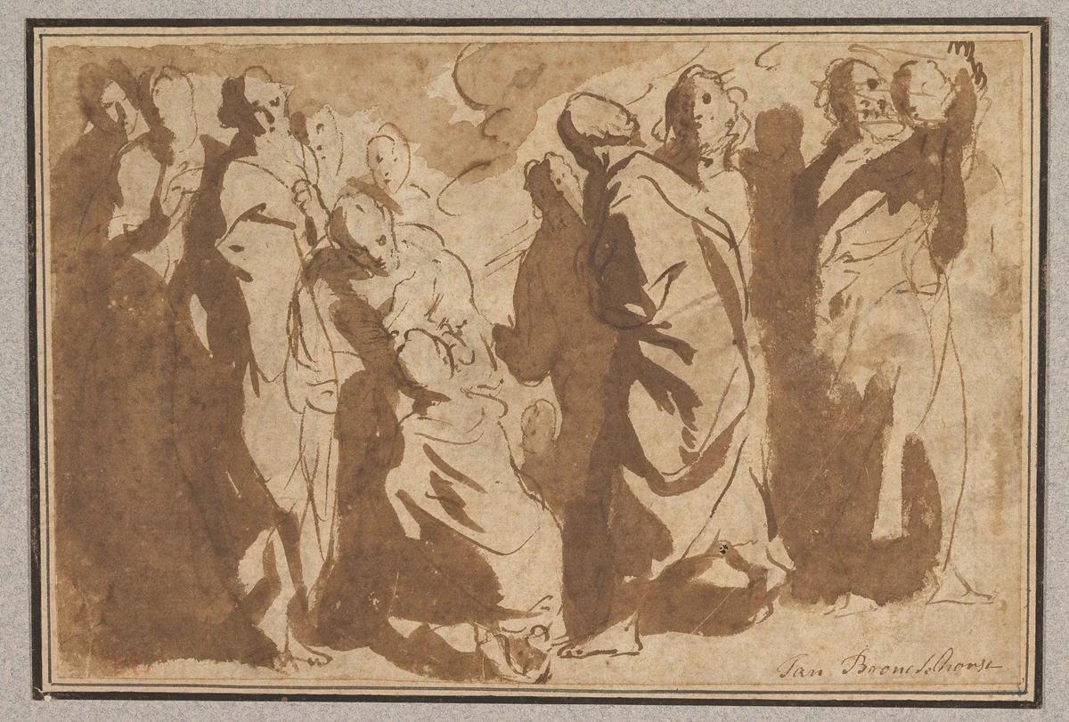 Christ Healing the Paralytic by Jacob Jordaens, drawing, 1616-1620