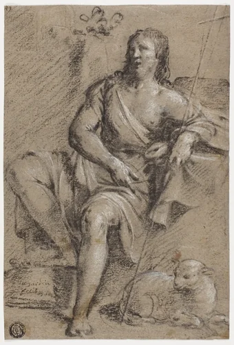 Saint John the Baptist or Christ the Good Shepherd by Guy François, drawing, 1598-1650