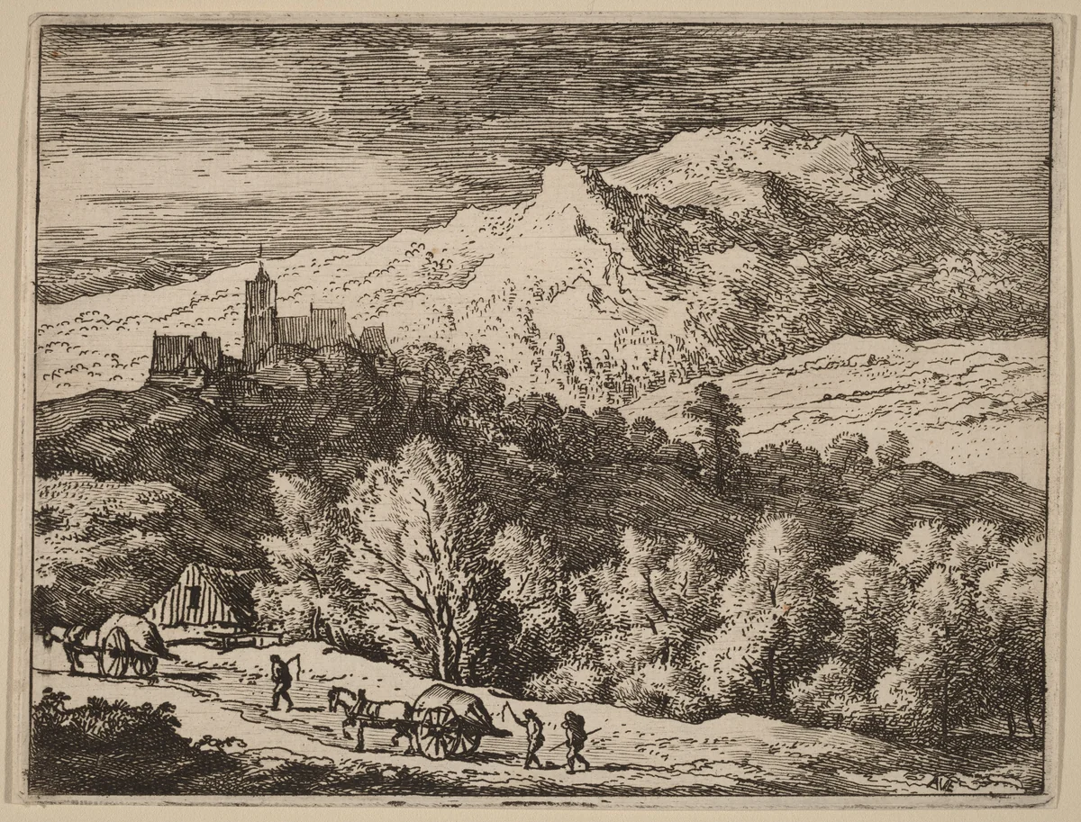 Two Carts by Allart van Everdingen, print, 1645-1656