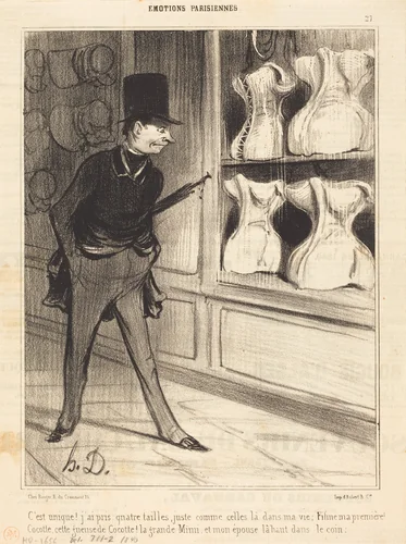 C'est unique! j'ai pris quatre tailles... by Honoré Daumier, print, 1840