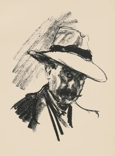 Selbstbildnis (Self-Portrait) from Deutsche Graphiker der Gegenwart (German Printmakers of Our Time) by Max Liebermann, print, 1917