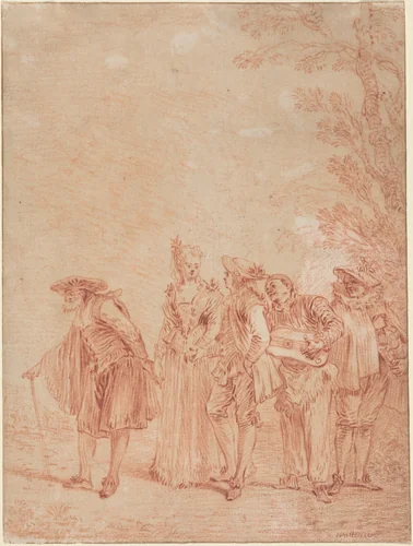 The Wedding Procession by Antoine Watteau, drawing, 1712