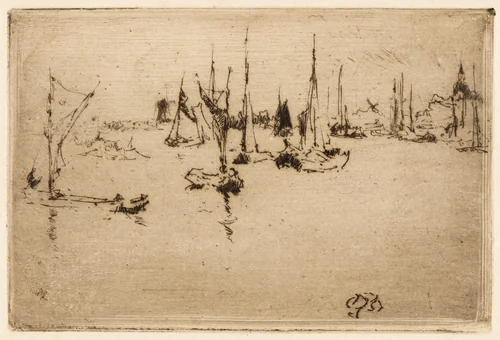 Barges, Dordrecht by James McNeill Whistler, print, 1886