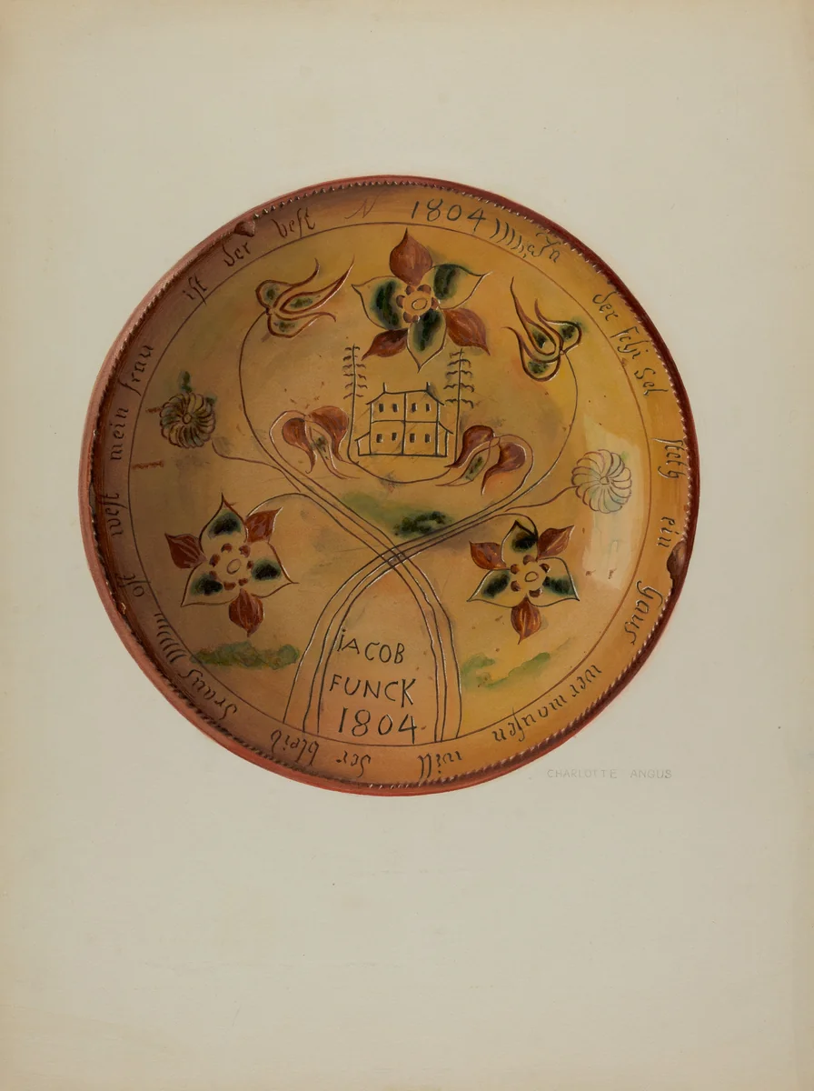 Pa. German Plate by Charlotte Angus, index of american design, 1936