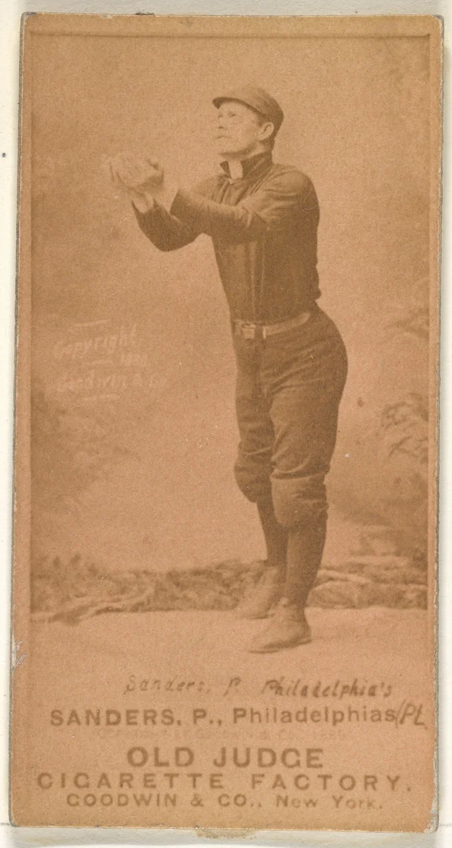 Alexander Bennett "Ben" Sanders, Pitcher, Philadelphia, from the Old Judge series (N172) for Old Judge Cigarettes by Goodwin & Company, photograph, 1887-1890
