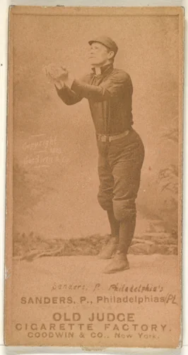 Alexander Bennett "Ben" Sanders, Pitcher, Philadelphia, from the Old Judge series (N172) for Old Judge Cigarettes by Goodwin & Company, photograph, 1887-1890