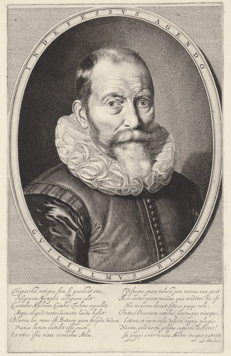 Portret van Willem Jansz. Blaeu by Jeremias Falck, print, 1655-1677