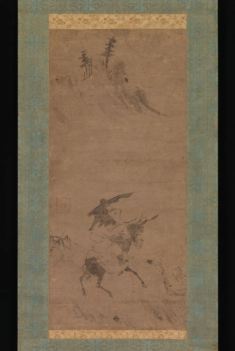 Su Shi Riding a Donkey by Bokudō Sojun, painting, 1400-1433