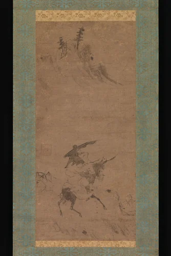 Su Shi Riding a Donkey by Bokudō Sojun, painting, 1400-1433