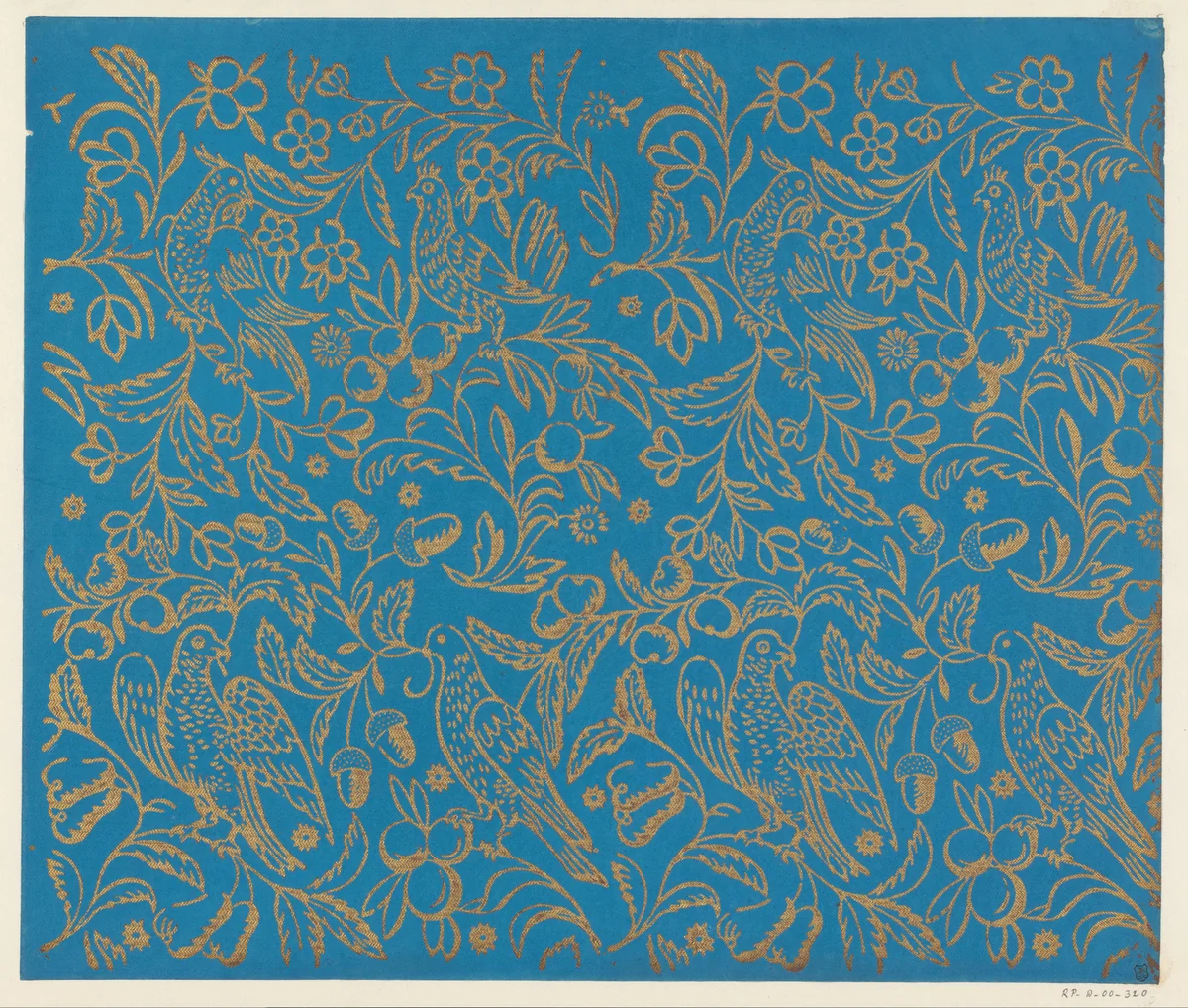 Blad met verschillende vogels met bloemen en vruchten by Dessauerschen Buntpapierfabrik, other, 1850-1920