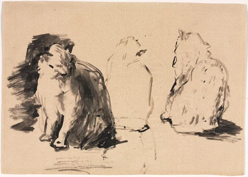 Cats (recto) by Théodule Ribot, drawing