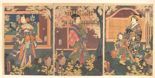 Prince Genji Visits the Gankirō Tea House by Utagawa Kunisada (歌川国貞), print, 1860