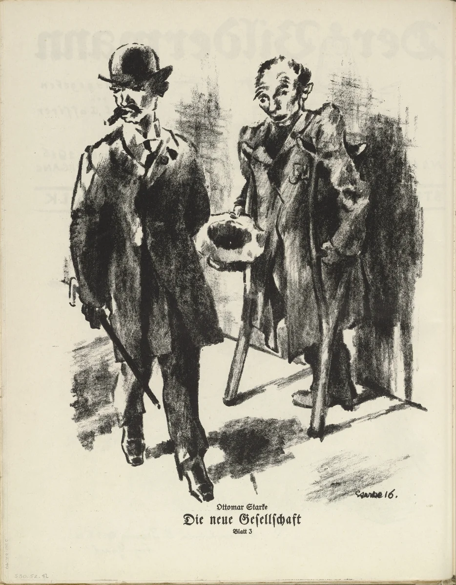 The New Society: Plate 3 (Die neue Gesellschaft: Blatt 3) (plate, folio 22 verso) from the periodical Der Bildermann, vol. 1, no. 11 (September 1916) by Ottomar Starke, periodical, 1916