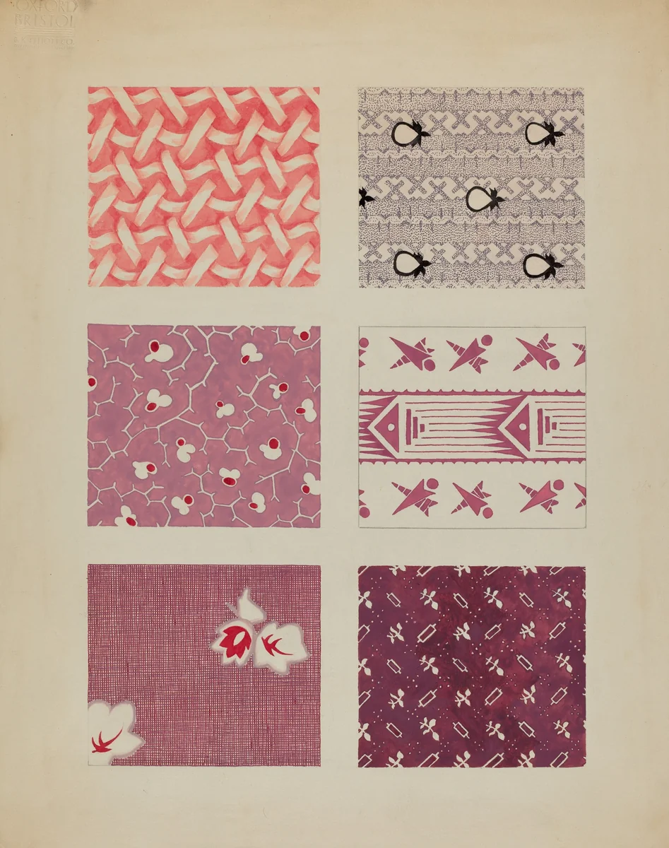 Materials from Quilt by Dorothy Posten, index of american design, 1936