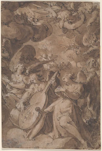 Angels in Glory by Jan Muller, drawing, 1590