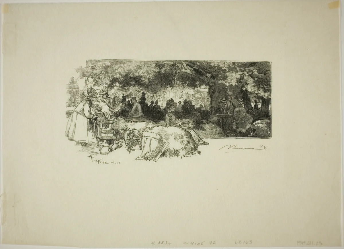 Mother Pichard's Canteen, Near Gorge aux Loups by Louis Auguste Lepère, print, 1888