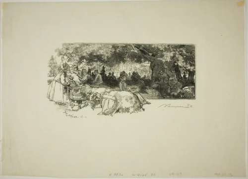 Mother Pichard's Canteen, Near Gorge aux Loups by Louis Auguste Lepère, print, 1888