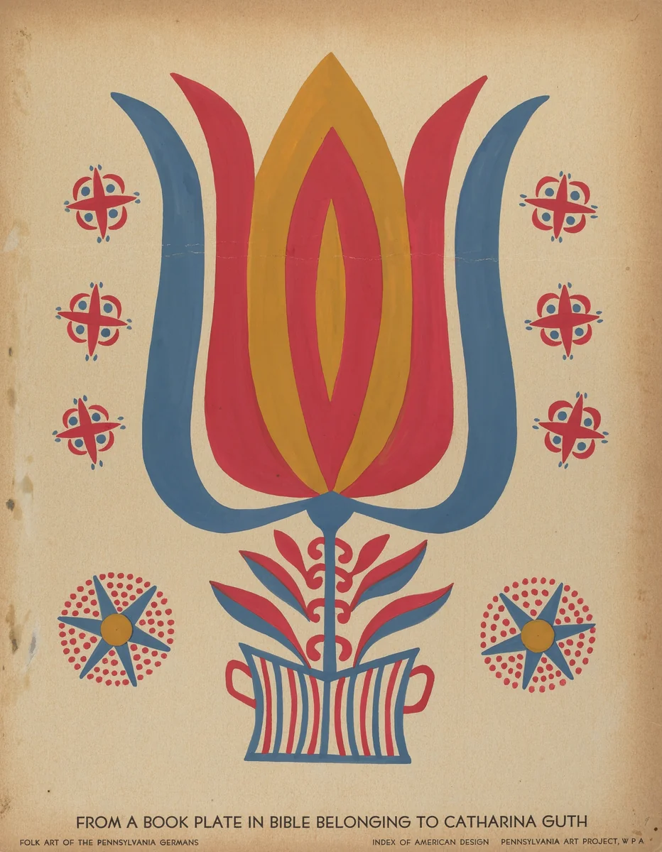 Drawing for Plate 9: From the Portfolio "Folk Art of Rural Pennsylvania" by American 20th Century, index of american design, 1939