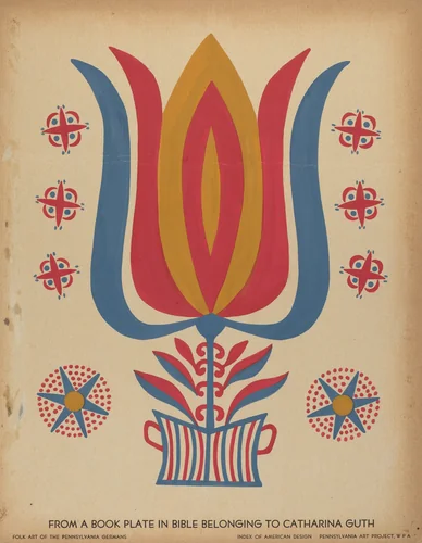 Drawing for Plate 9: From the Portfolio "Folk Art of Rural Pennsylvania" by American 20th Century, index of american design, 1939