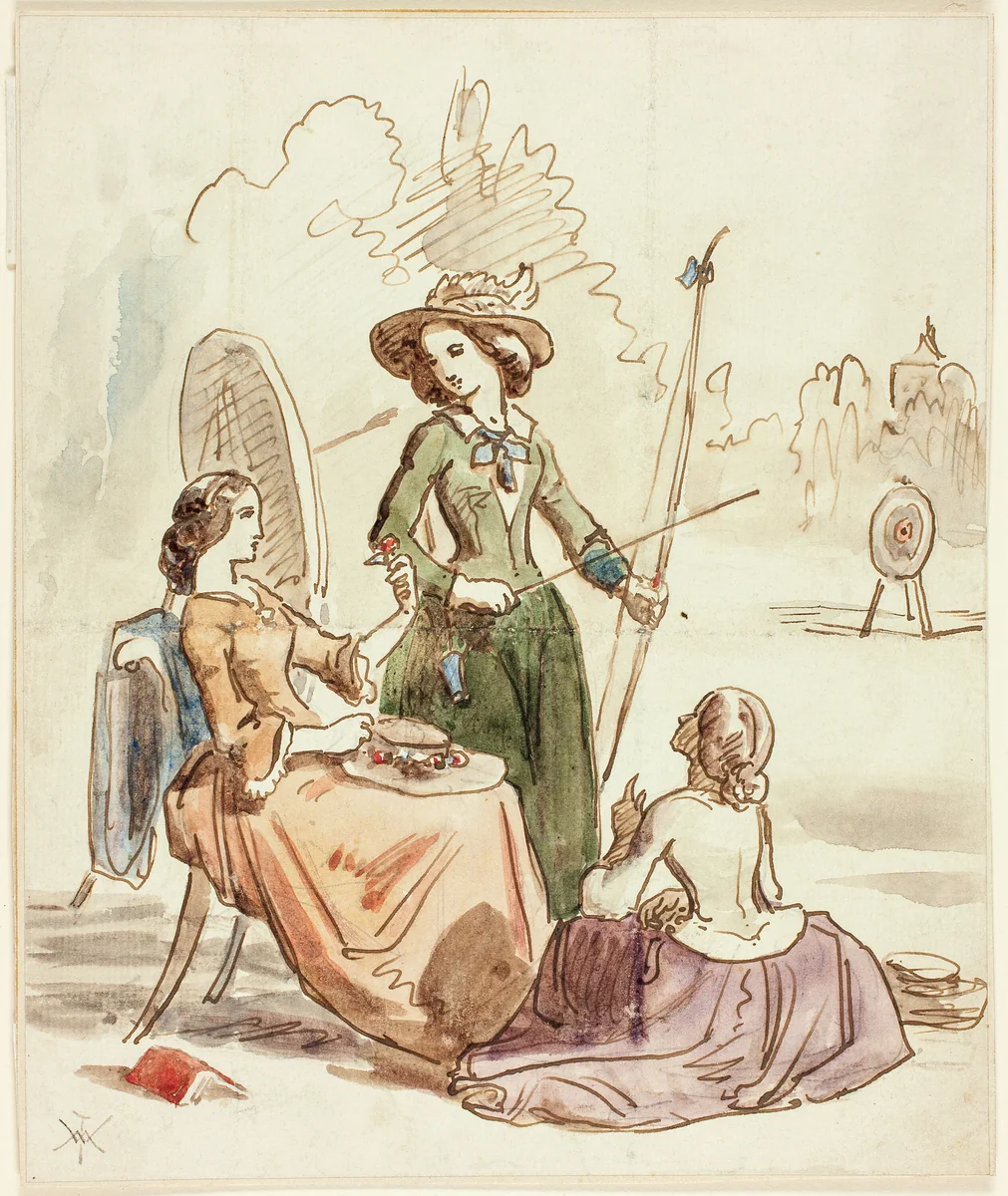 Ladies at Archery by William McTaggart or William Makepeace Thackeray, painting, 1830-1910