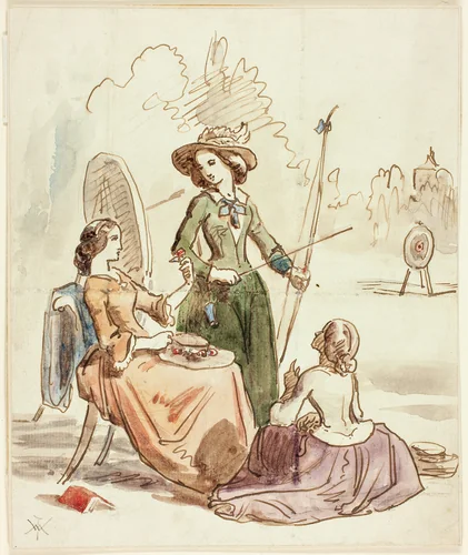 Ladies at Archery by William McTaggart or William Makepeace Thackeray, painting, 1830-1910