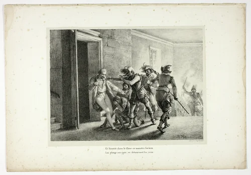Et bientôt dans le flanc ce monstre furieux... by Horace Vernet, print, 1825