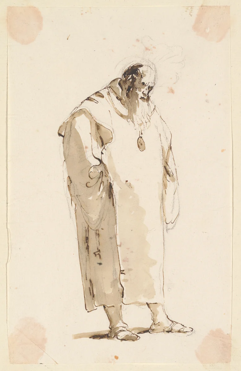Standing Man, Facing Half Right by Giovanni Battista Tiepolo, drawing, 1757-1763