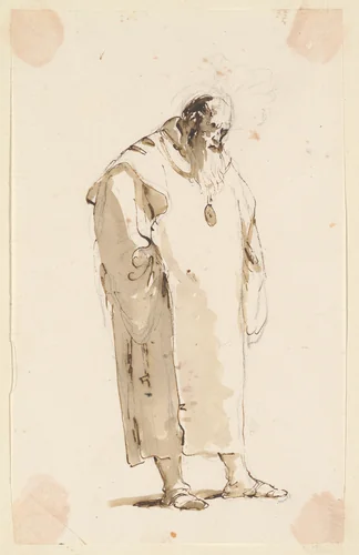 Standing Man, Facing Half Right by Giovanni Battista Tiepolo, drawing, 1757-1763