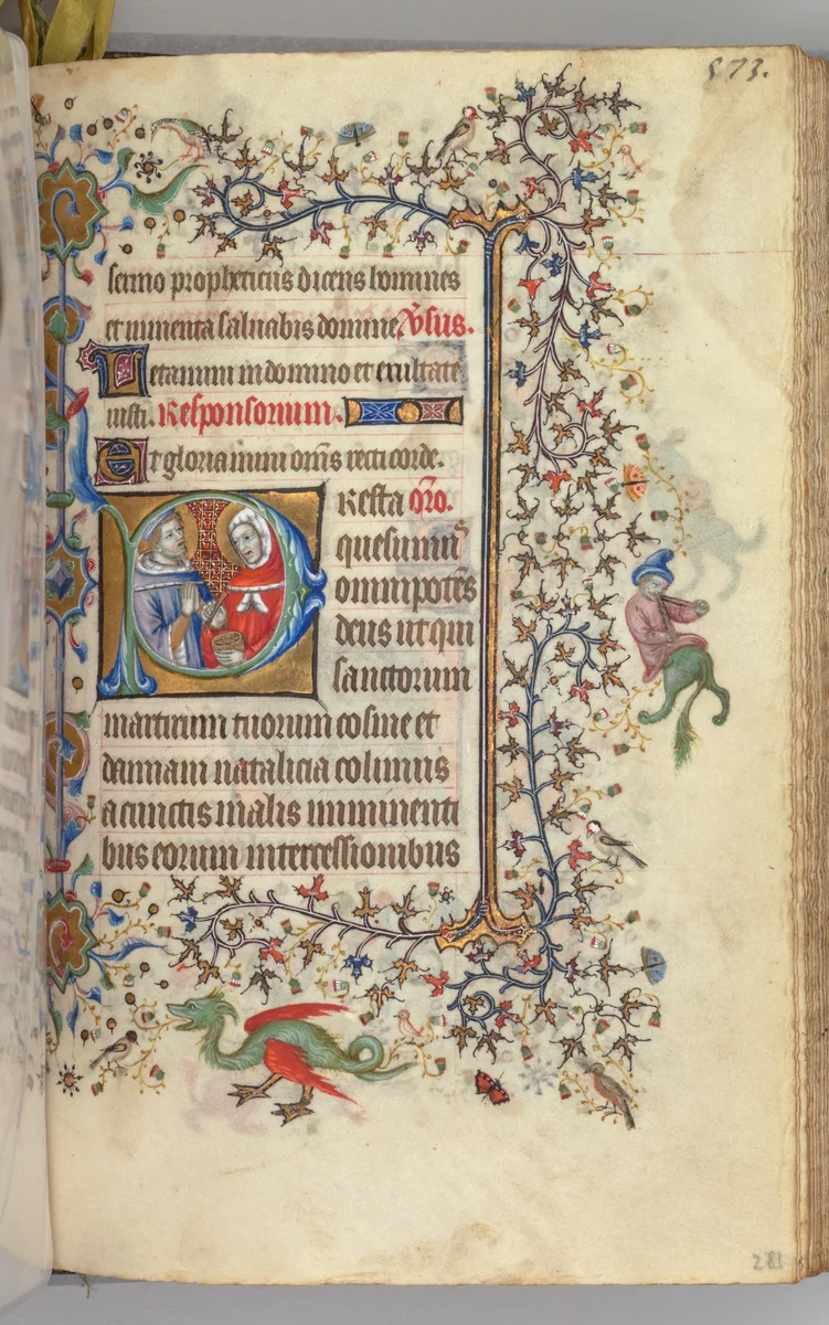 Hours of Charles the Noble, King of Navarre (1361-1425): fol. 281r, SS. Cosmas and Damien by Master of the Brussels Initials and Associates, book, 1400-1410