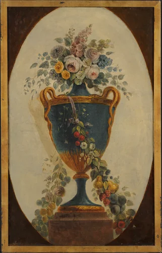 Vase of Flowers Draped with Garlands by French Painter, painting, 1700-1799