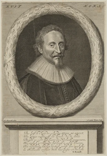 Hugo Grotius by Abraham Meindersz van der Wenne; Michiel van Miereveld, print, 1656-1693