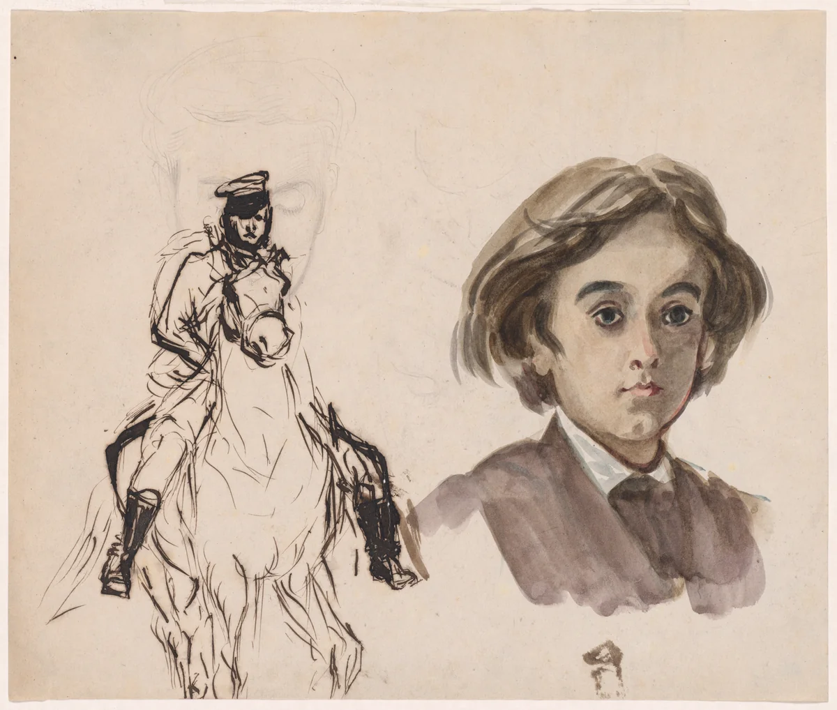 Study Sheet by Alfred Dehodencq, drawing, 1865-1885