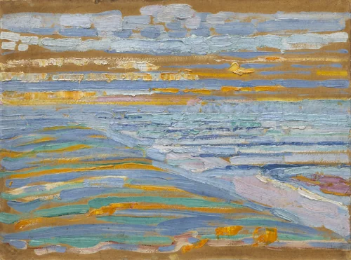 View from the Dunes with Beach and Piers, Domburg by Piet Mondrian, painting, 1909