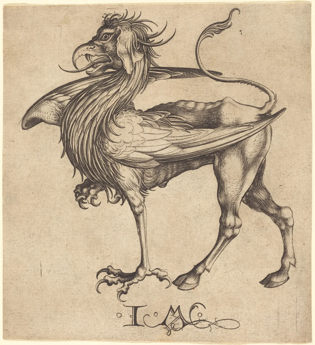 The Griffin by Israhel van Meckenem; Martin Schongauer, print, 1445-1503