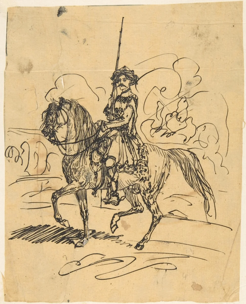 Oriental Rider by Rodolphe Bresdin, drawing, 1822-1885