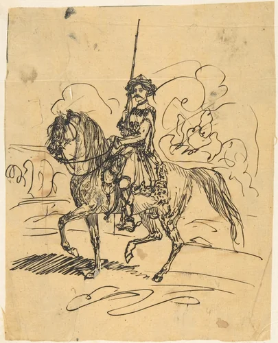 Oriental Rider by Rodolphe Bresdin, drawing, 1822-1885